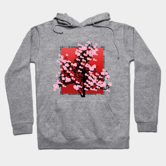 Cherry blossoms in red Hoodie by Sinmara